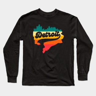 Detroit Michigan city map Long Sleeve T-Shirt